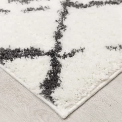 Deluxe Berber Shaggy Runner - White & Black - 180x67cm -Optimal Furniture Store 13888027 1124988131185459