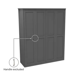 House Beautiful Realm Fitted Look Quad Wardrobe, Oak Effect Carcass - Carbon Grey Shaker Doors (W) 1901mm X (H) 2256mm -Optimal Furniture Store 13999792 2025014911831174