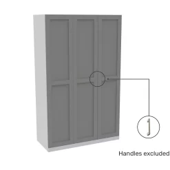 House Beautiful Realm Triple Wardrobe, White Carcass - Grey Shaker Doors (W) 1350mm X (H) 2196mm -Optimal Furniture Store 13999843 1325005575925581