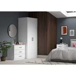 House Beautiful Honest Fitted Look Double Wardrobe, Grey Carcass - Gloss White Slab Doors (W) 940mm X (H) 2226mm -Optimal Furniture Store 13999964 1895005574083014