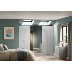 House Beautiful Honest Fitted Look Double Wardrobe, Grey Carcass - Gloss White Slab Doors (W) 940mm X (H) 2226mm -Optimal Furniture Store 13999964 9615005574260887