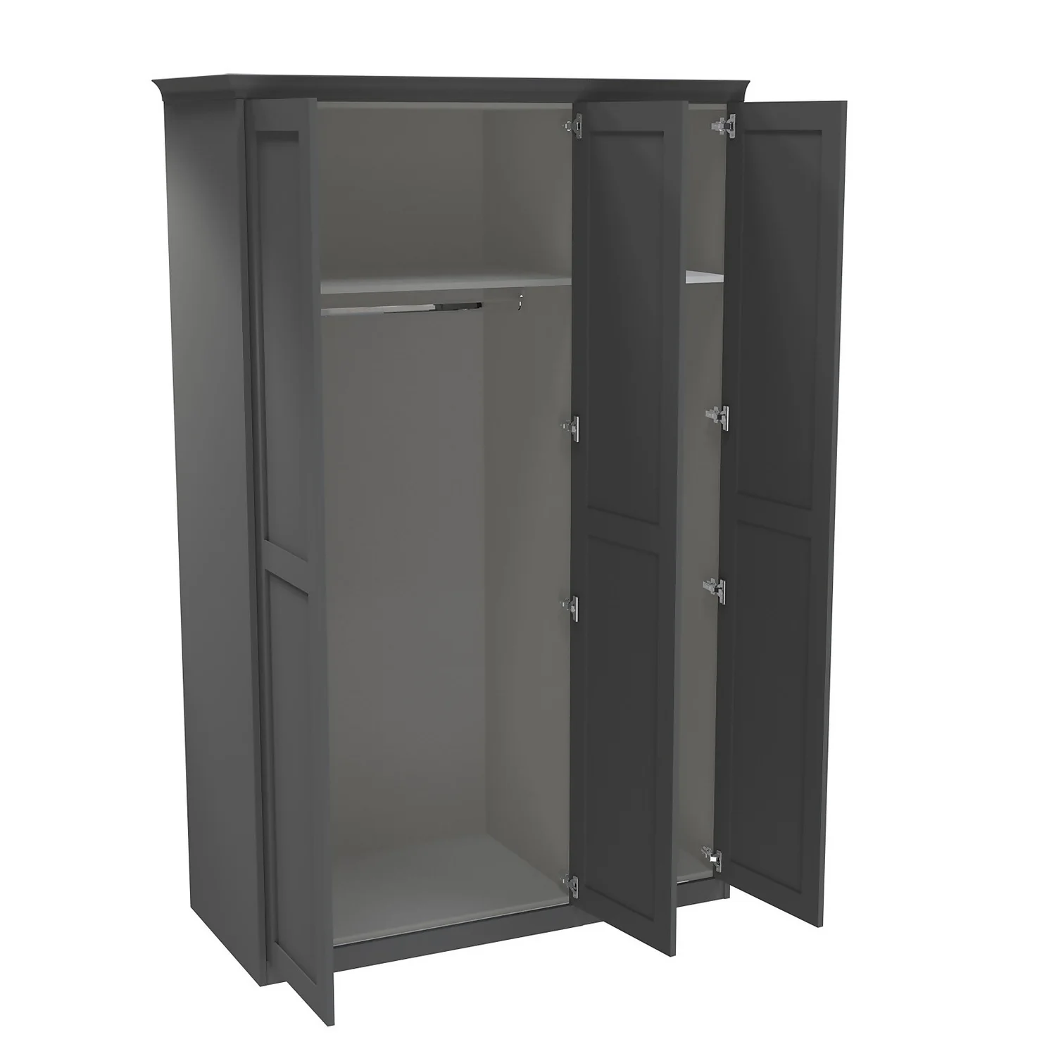 House Beautiful Realm Fitted Look Triple Wardrobe, Grey Carcass - Carbon Grey Shaker Doors (W) 1451mm X (H) 2256mm 4 House Beautiful Realm Fitted Look Triple Wardrobe, Grey Carcass - Carbon Grey Shaker Doors (W) 1451mm X (H) 2256mm - Image 2