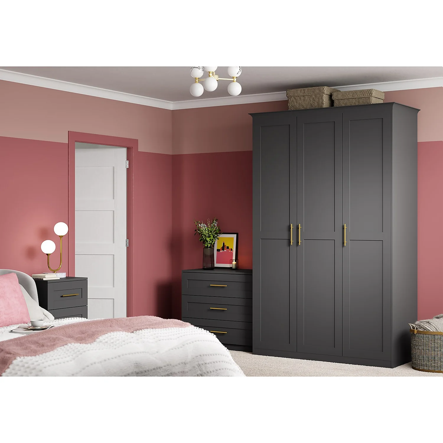 House Beautiful Realm Fitted Look Triple Wardrobe, Grey Carcass - Carbon Grey Shaker Doors (W) 1451mm X (H) 2256mm 7 House Beautiful Realm Fitted Look Triple Wardrobe, Grey Carcass - Carbon Grey Shaker Doors (W) 1451mm X (H) 2256mm - Image 5