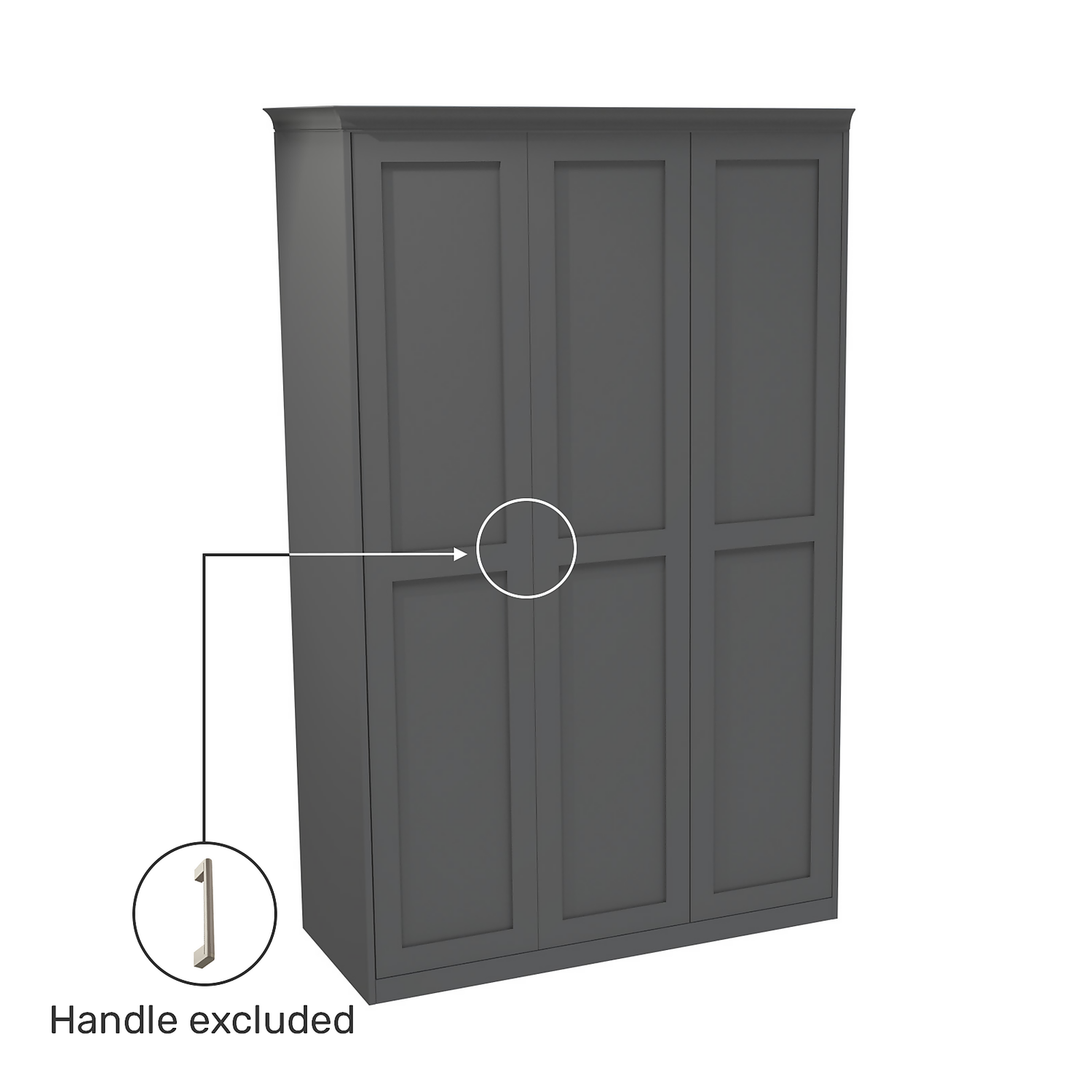 House Beautiful Realm Fitted Look Triple Wardrobe, Grey Carcass - Carbon Grey Shaker Doors (W) 1451mm X (H) 2256mm 5 House Beautiful Realm Fitted Look Triple Wardrobe, Grey Carcass - Carbon Grey Shaker Doors (W) 1451mm X (H) 2256mm - Image 3