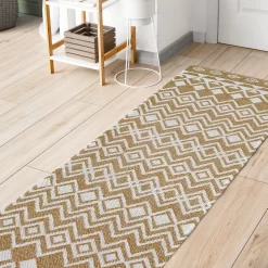 Recycled Cotton Tribal Rug - Ochre - 60x180cm -Optimal Furniture Store 14015877 8955006094379509