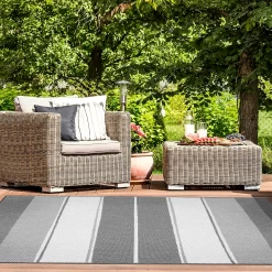 Duo Weave Indoor/Outdoor Rug - Stripe Charcoal - 160x230cm 8 Duo Weave Indoor/Outdoor Rug - Stripe Charcoal - 160x230cm -Optimal Furniture Store 14016663 1835003718584097