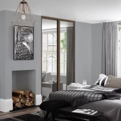 Shaker 2 Door Sliding Wardrobe Kit Mirror With Walnut Frame (W)1753 X (H)2260mm -Optimal Furniture Store 14817123 1395059996602942