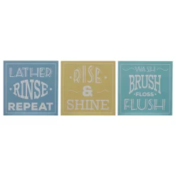 Set Of 3 Bathroom Wall Plaques - 20x20cm